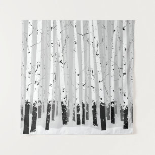 Tapete De Parede Árvores de Birch Vintage Fundo Horizontal