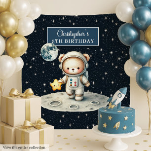 Tapete De Parede Astronauta de Muro de Urso Justo de Aniversário do