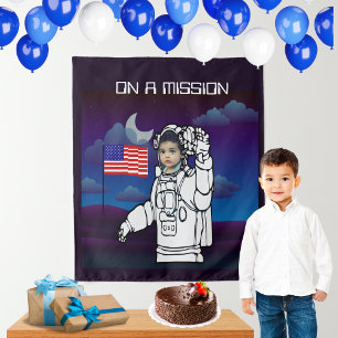 Tapete De Parede Astronauta no Menino do Espaço Exterior do Anivers