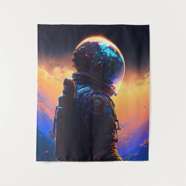 Tapete De Parede Astronauta World Discovery Painting Human Universe (Frente)