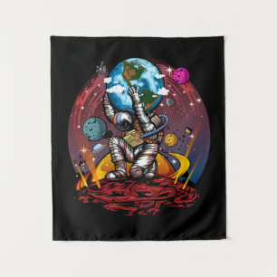 Tapete De Parede Atlas Astronauta Segurando a Terra Marte Galáxia C
