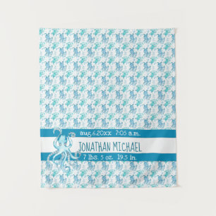 Tapete De Parede Atos de Nascimento do Octopus Azul e Teal