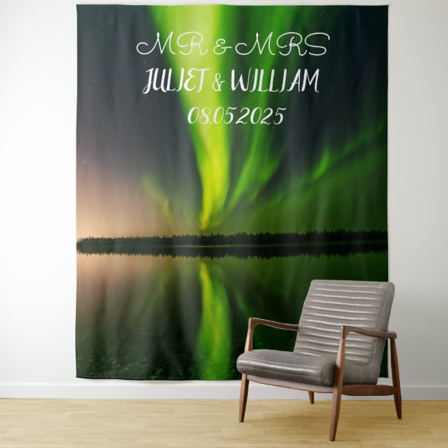 Tapete De Parede Aurora Script Mr & Mrs Cartaz de fundo de casament (In Situ)