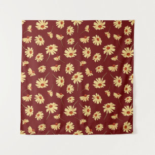 Tapete De Parede Autumn Sunflower: Maroon Seamless Design
