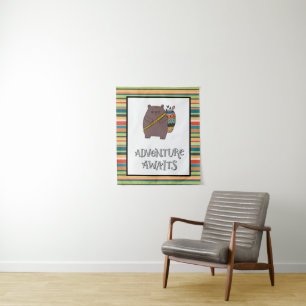 Tapete De Parede Aventura Aguarda Arte de Ursinhos Boho