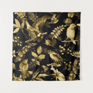Tapete De Parede Aves Aquáticas: Design Floral Vintage.