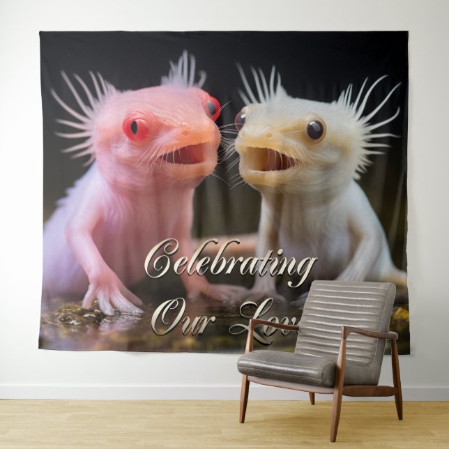 Tapete De Parede Axolotls Fish Party Backdrop Photo Wall Art Banner (In Situ (Horizontal))