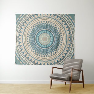 Tapete De Parede Azul-azul-claro - Beige Mandala 