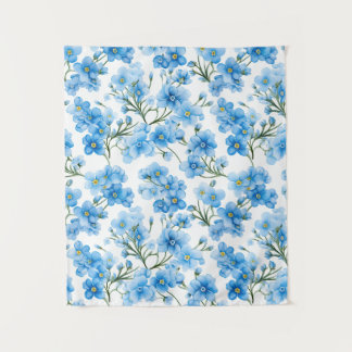 Tapete De Parede Azul de Aquarela Esquece-me de Não Flor Padrão