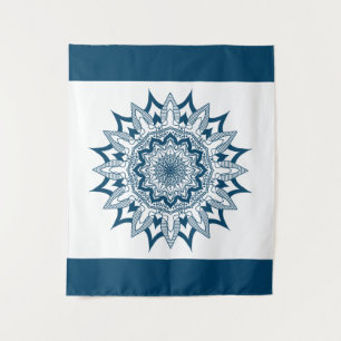 Tapete De Parede Azul Geométrico Mandala Fundo Branco