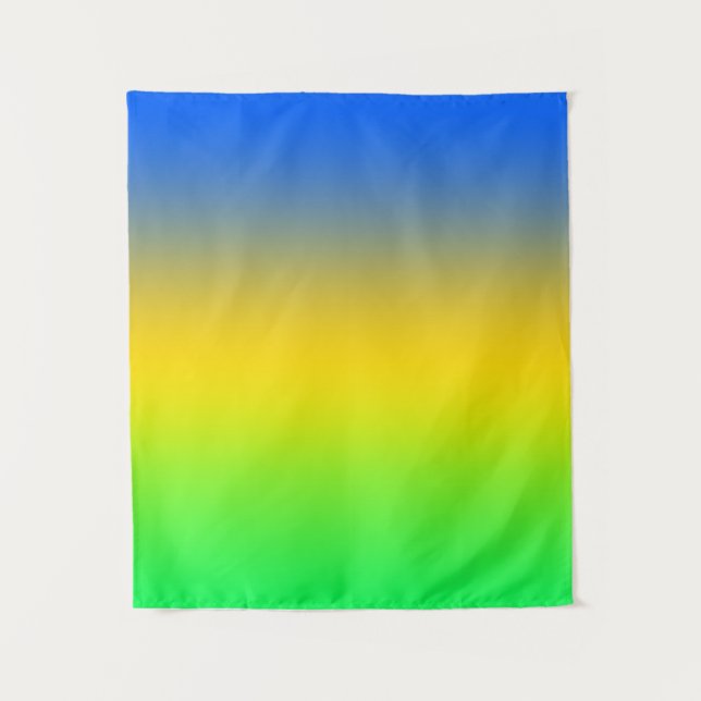 Tapete De Parede Azul neon, amarelo, gradiente verde, ombre. (Frente)
