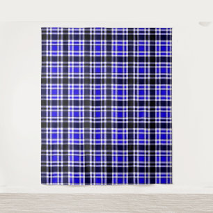 Tapete De Parede Azul Preto Branco Flanela Padrão Xadrez Design