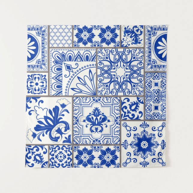 Tapete De Parede Azulejo de retalhos sem falhas com motivos vitoria (Frente)