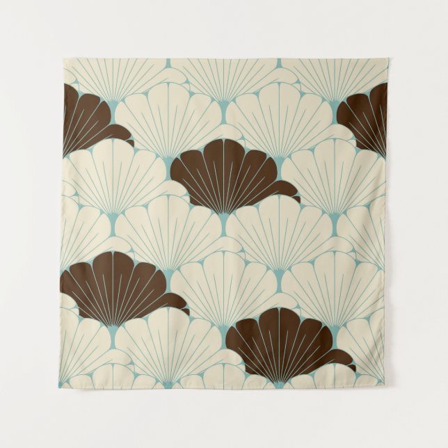 Tapete De Parede Azulejo Japonês de Folhagem Azul (Frente)
