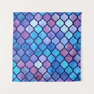 Tapete De Parede Azulejos árabes geométricos com Abstrato de Aquare