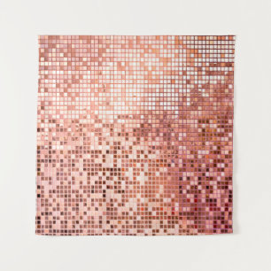 Tapete De Parede Azulejos de mosaico quadrados de ouro rosa-rosa