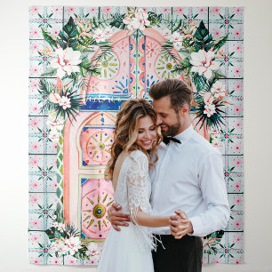 Tapete De Parede Azulejos Florais   Cabine de Foto de Casamento Tro
