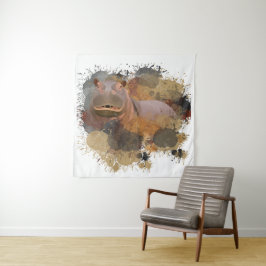 Tapete De Parede Baby Hippo Abstrato Paint Splatter Willife