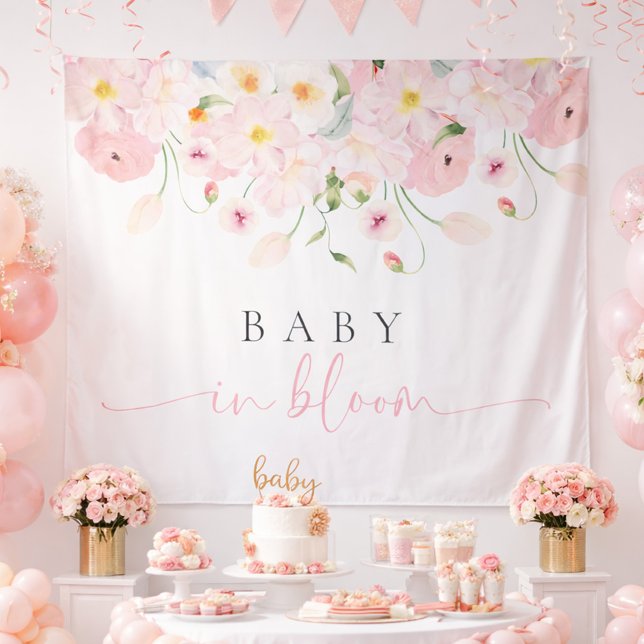 Tapete De Parede Baby In Bloom Pink Baby Shower (Criador carregado)
