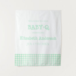 Tapete De Parede Baby-Q Mint Green Gingham Baby Shower