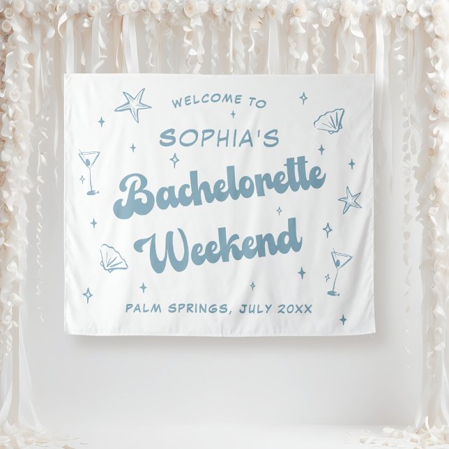 Tapete De Parede Bachelorette Azul Dusty Retro Beach (Criador carregado)