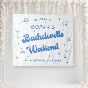 Tapete De Parede Bachelorette Azul Retro Beach Costeira