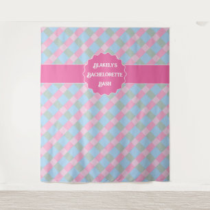 Tapete De Parede Bachelorette de xadrez de gingham rosa-rosado Tape