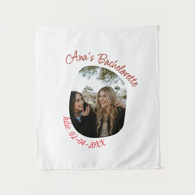 Tapete De Parede bachelorette party photo name date simple circular (Frente)