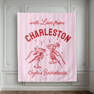Tapete De Parede Bachelorette Pastel Stripes Martini Cheias