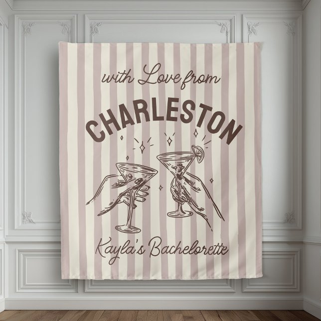 Tapete De Parede Bachelorette Pastel Stripes Martini Cheias (Criador carregado)