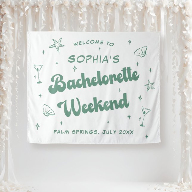 Tapete De Parede Bachelorette Verde Retro Beach Costal (Criador carregado)