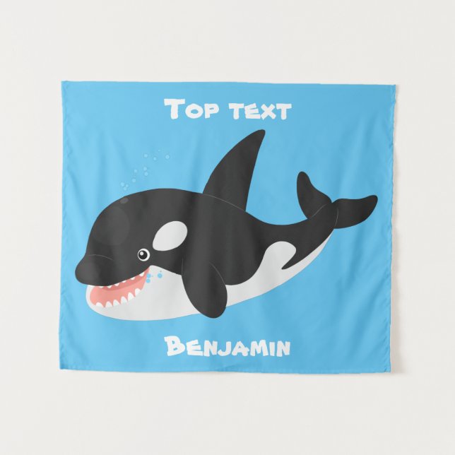 Tapete De Parede Baleia assassina engraçada ou orca ilustração de d (Frente (Horizontal))