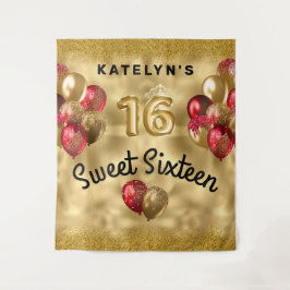 Tapete De Parede Balões Brilhantes Vermelhos Dourados Sweet 16