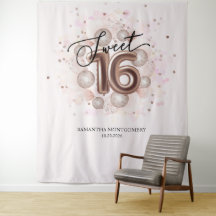 Balões de Aniversário de 16 anos Rose Gold Fundo R