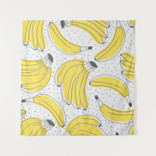 Tapete De Parede Bananas frescas de fundo desenhado à mão. Doodle