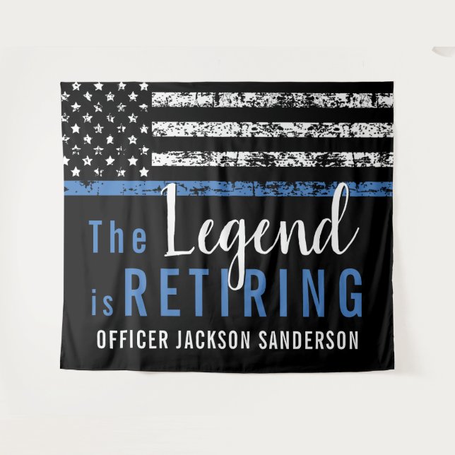 Tapete De Parede Bandeira Americana da Linha Azul Thin (Frente (Horizontal))