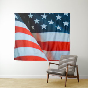 Tapete De Parede Bandeira Americana dos EUA Vermelha Branca e Azul