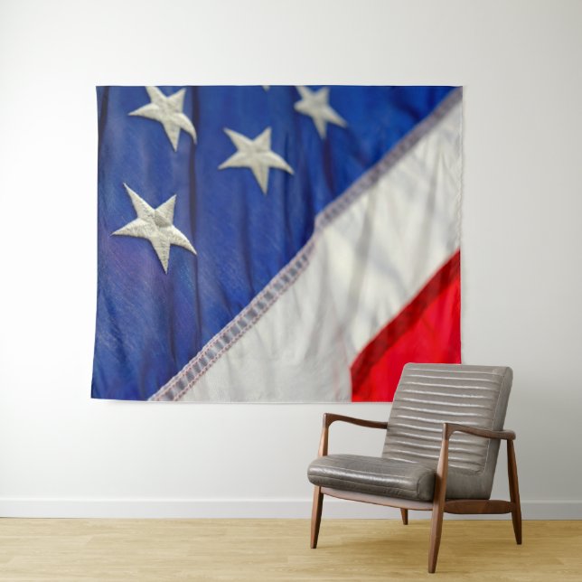 Tapete De Parede Bandeira Americana EUA Vermelha Branca Azul (In Situ (Horizontal))
