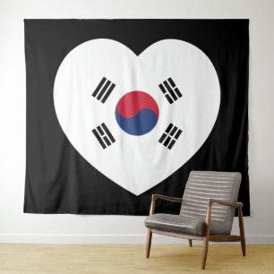 Tapete De Parede Bandeira da Coreia do Sul Coração