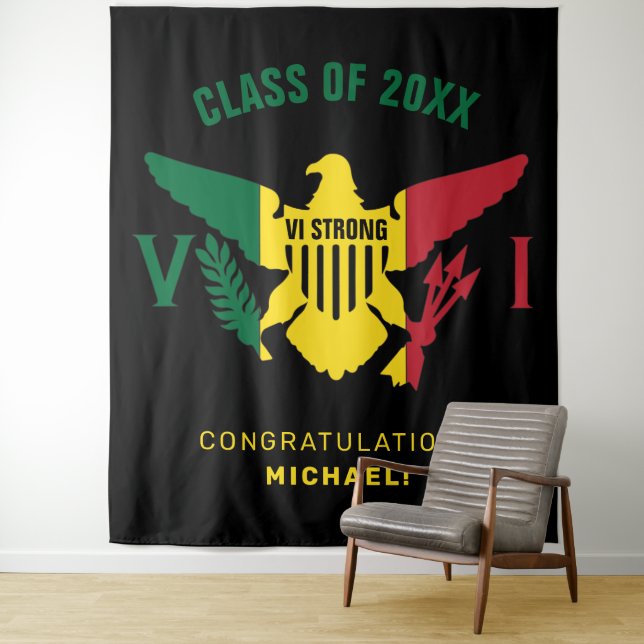 Tapete De Parede Bandeira das Ilhas Virgens dos EUA, Classe, Vermel (In Situ)