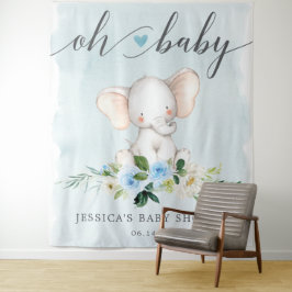 Tapete De Parede Bandeira de Babyshower de Elefante Azul Fundo para