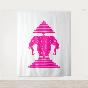 Tapete De Parede Bandeira do Erawan Elefante de Três Cabeças Rosa L