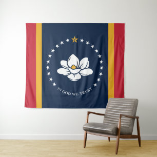 Tapete De Parede Bandeira do Mississippi - Nova Bandeira da Magnóli
