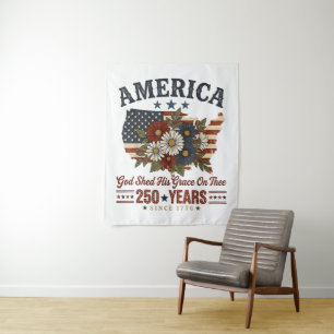 Tapete De Parede Bandeira Floral América 250 Anos