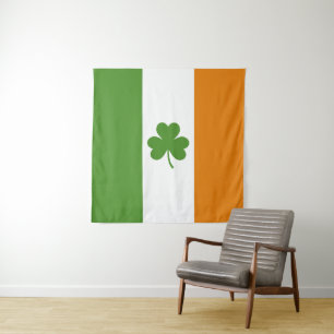 Tapete De Parede Bandeira Irlandesa Dia de São Patrício com Shamroc