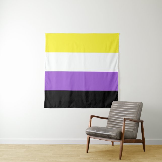 Tapete De Parede Bandeira Não Binária Quadrada LGBT (In Situ (Horizontal))