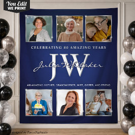 Tapete De Parede Banner de Aniversário com Iniciais Personalizadas