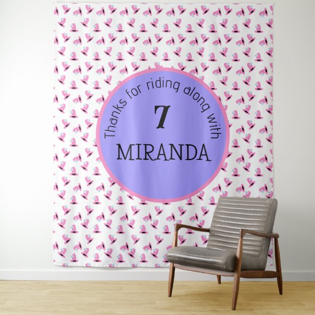 Tapete De Parede Banner de Aniversário Cowgirl (In Situ)