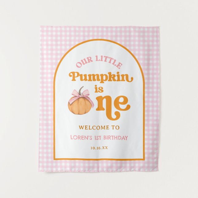 Tapete De Parede Banner de Aniversário de 1 ano da Nossa Pequena Me (Frente)