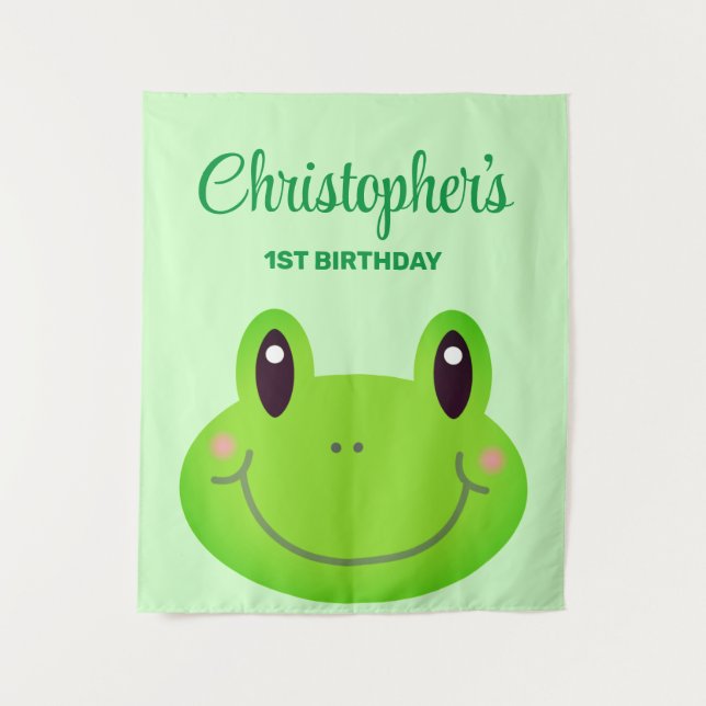 Tapete De Parede Banner de aniversário de criança com sapo (Frente)